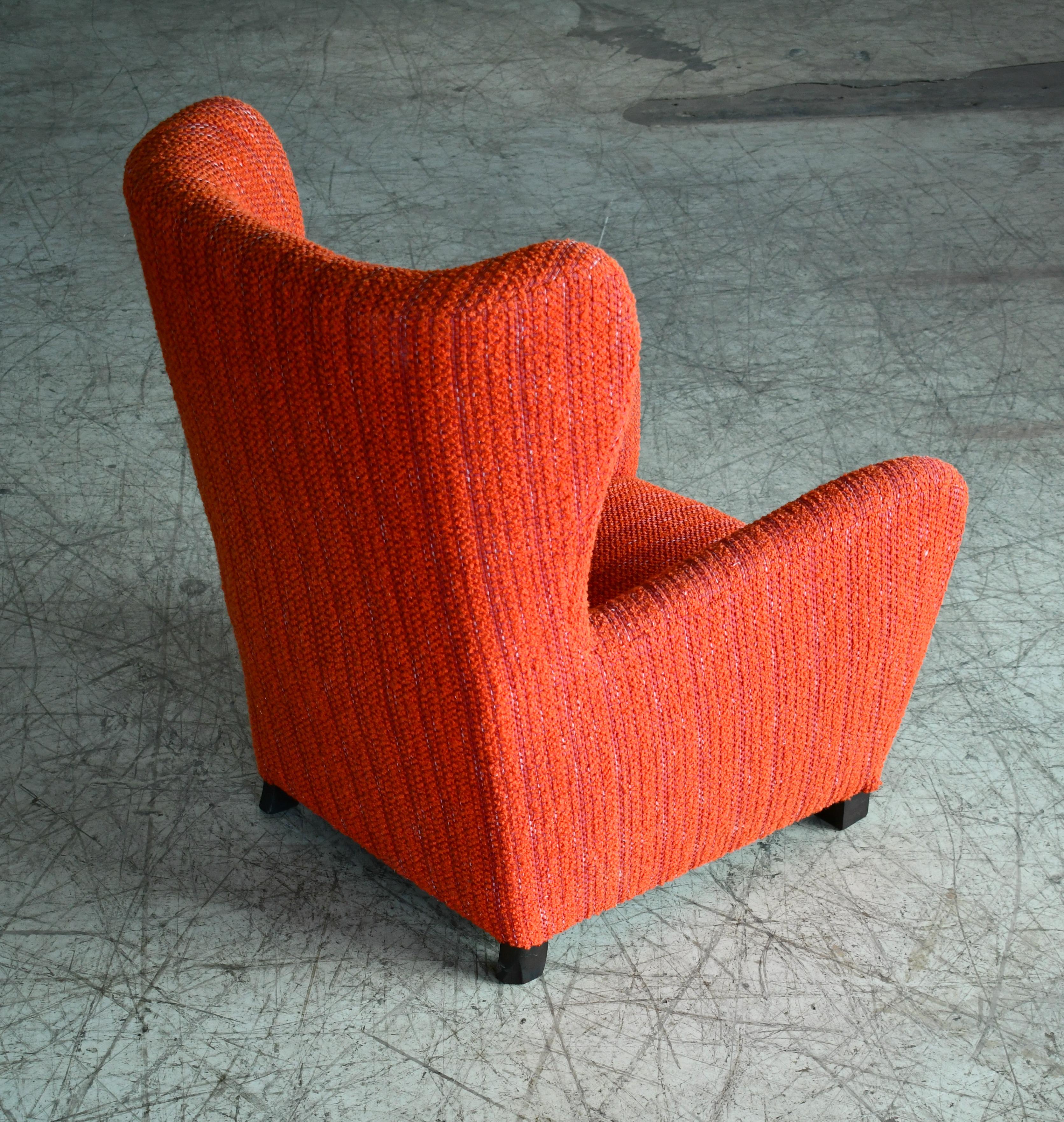 Danish 1940s Fritz Hansen Model 1672 Variant Highback Lounge Chair 1