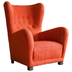 Danish 1940s Fritz Hansen Model 1672 Variant Highback Lounge Chair