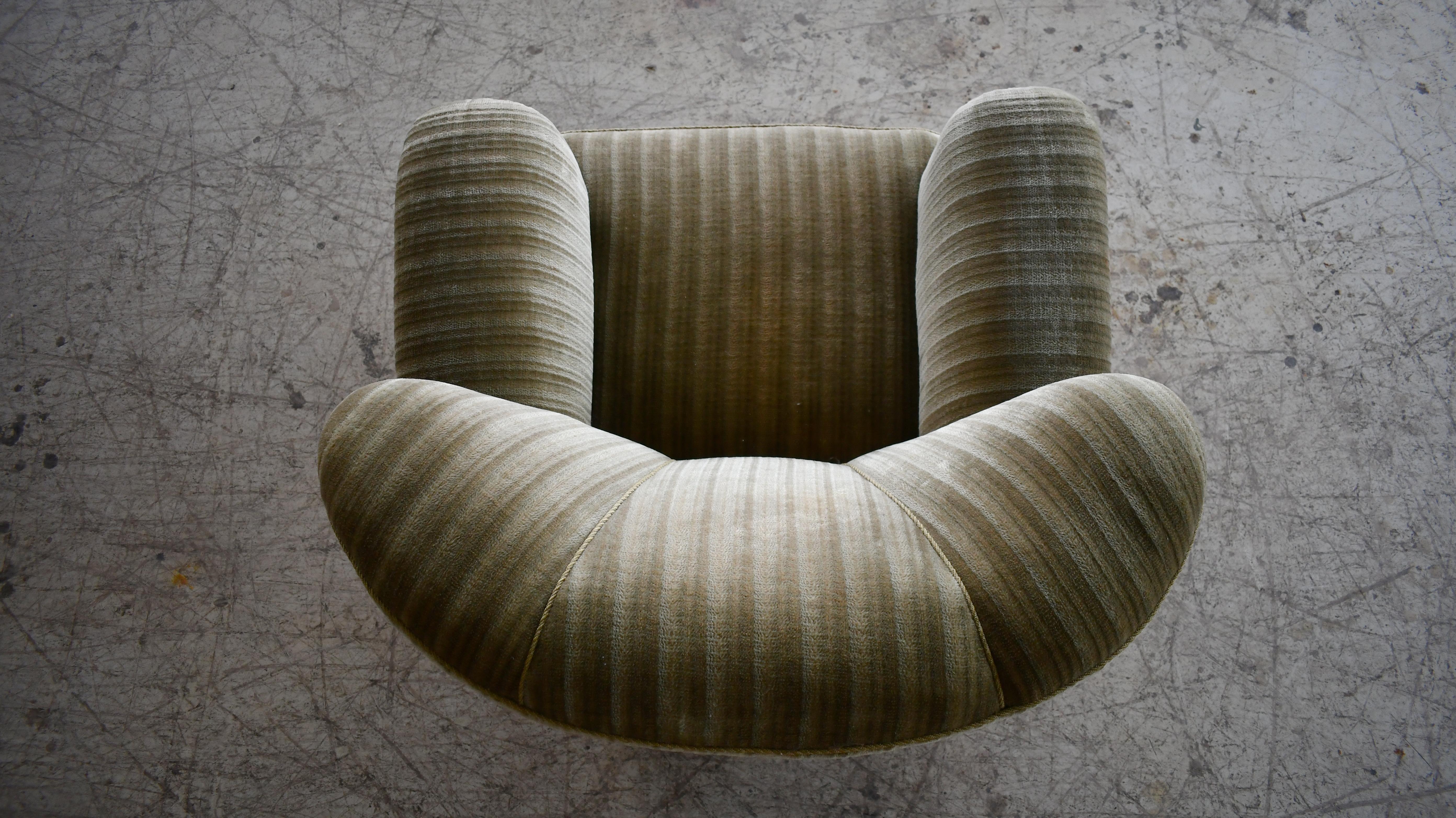 Danish 1940's Fritz Hansen Style Large Scale Club Chair in Green Mohair 5