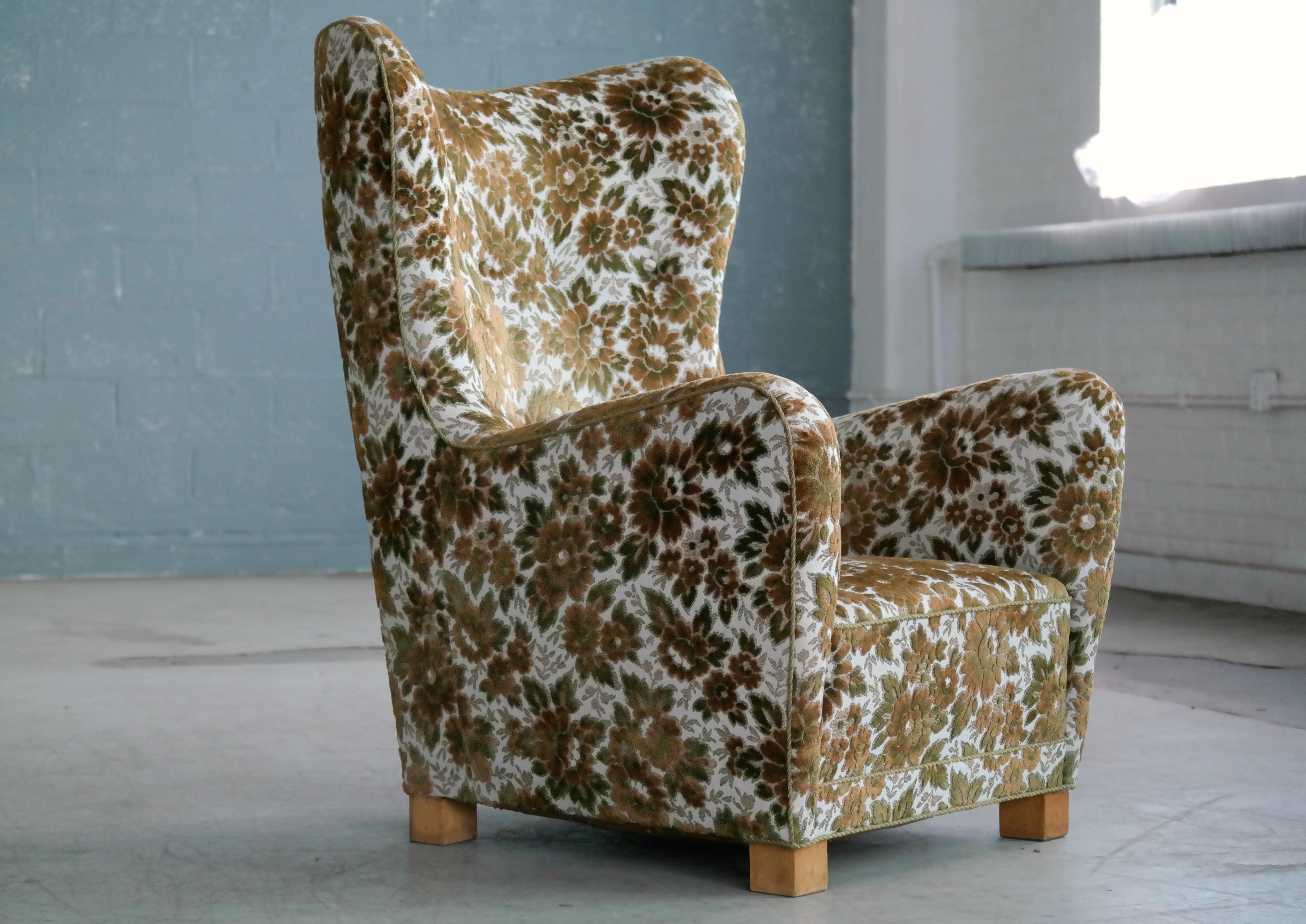 Mid-20th Century Danish, 1940s High Back Lounge Chair Model 1672 by Fritz Hansen