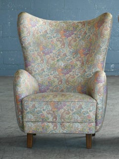 Danish 1940s High Back Lounge Chairs, Attributed to Flemming Lassen