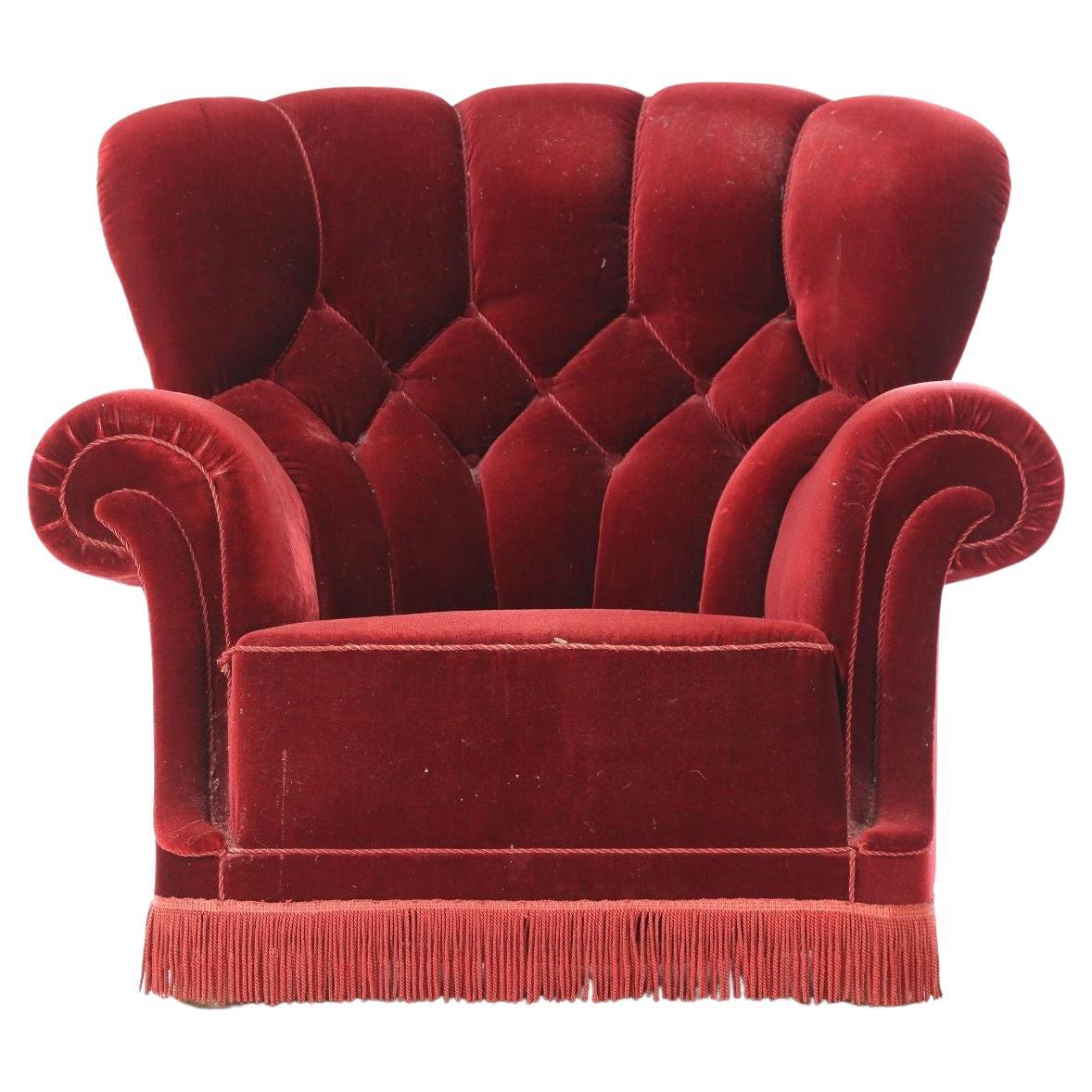 Grand fauteuil club danois des années 1940 Model No 1518 de Fritz Hansen en vente