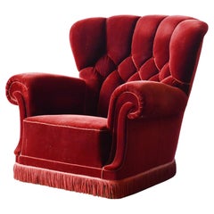 Danish 1940s Large Club Chair Model 1518 by Fritz Hansen