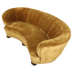 Vintage Danish 1940s Large Curved Banana Shape Sofa