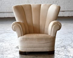 Danish 1940's Large Scale Channel Back Club or Lounge Chair