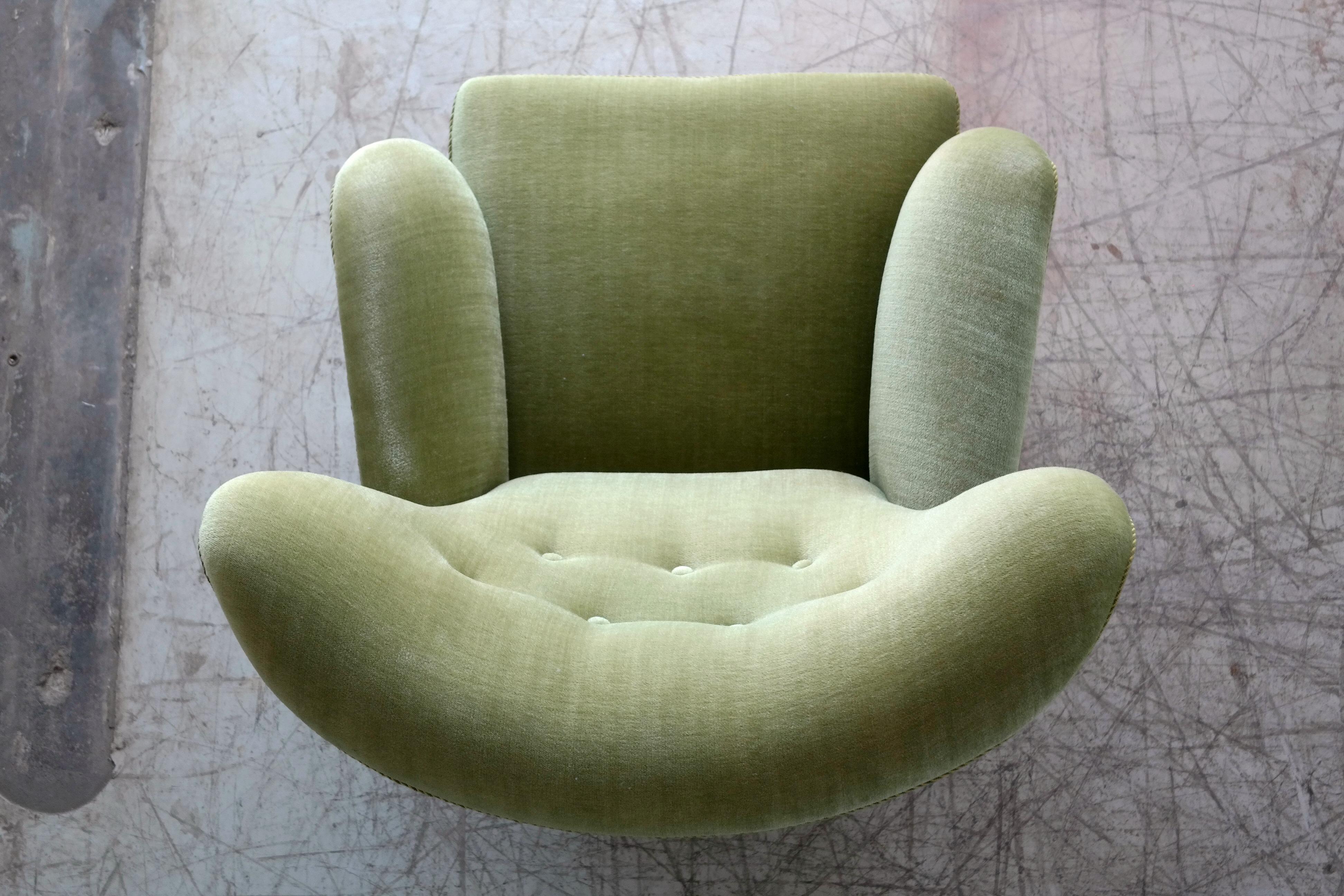  1940s Lassen Style Easy Chair in Original Mohair Fabric 3