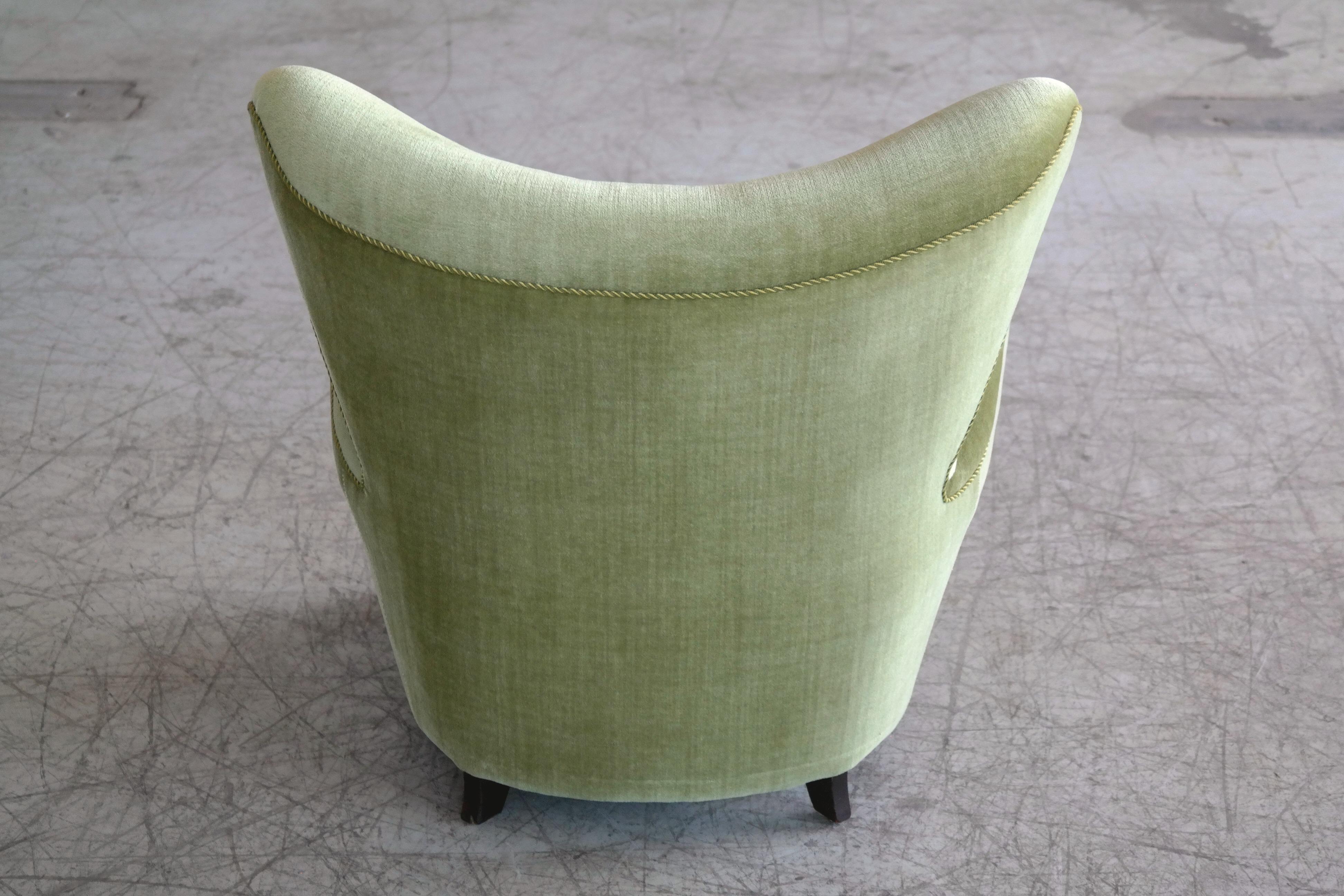  1940s Lassen Style Easy Chair in Original Mohair Fabric 1