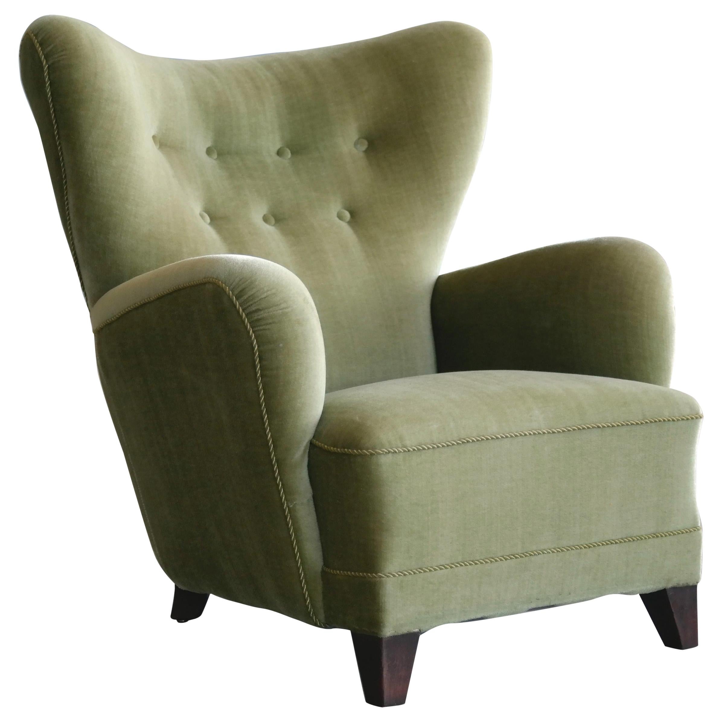  1940s Lassen Style Easy Chair in Original Mohair Fabric