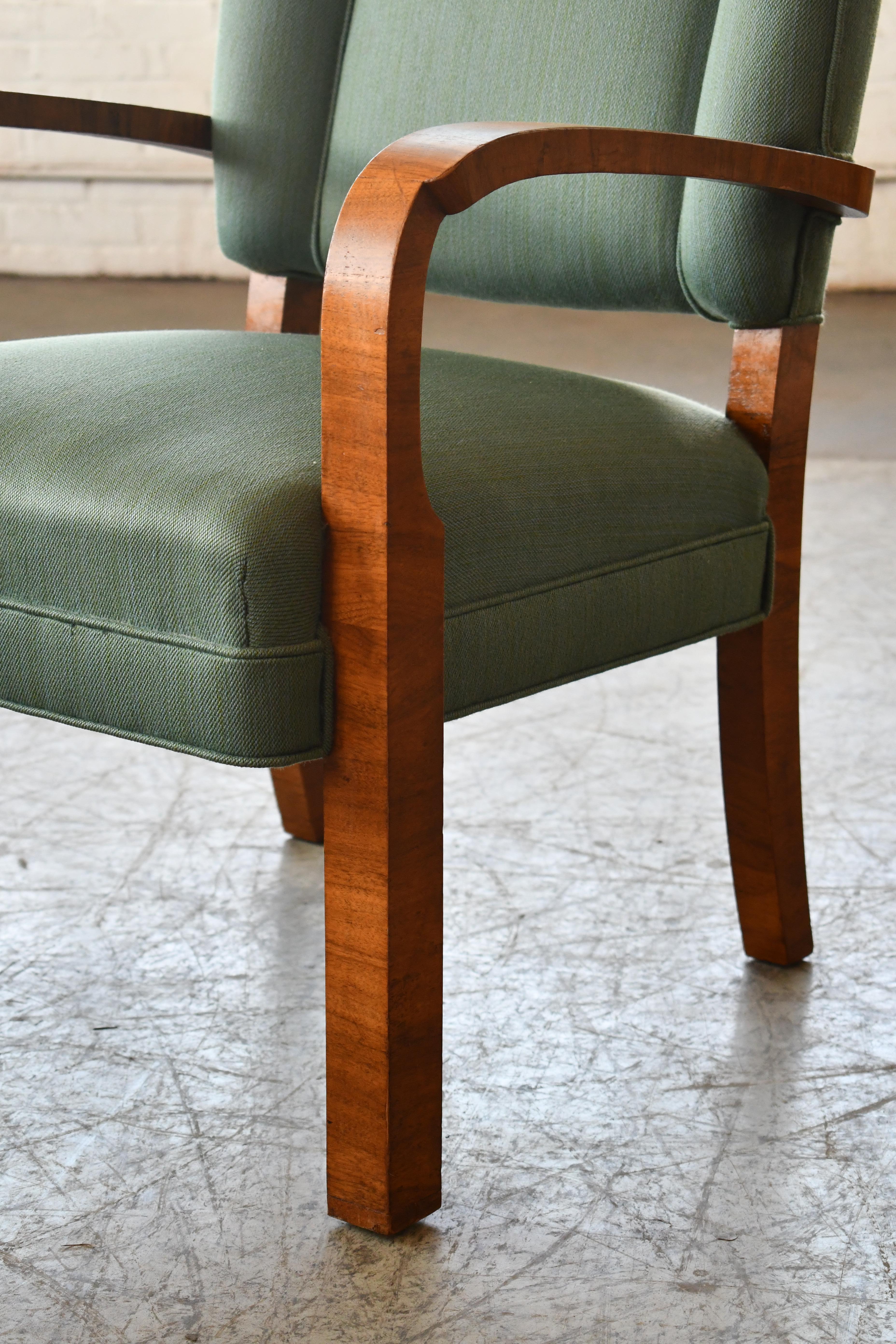 Mid-20th Century Danish 1940s Late Art Deco Armchair or Desk Chair in Birch