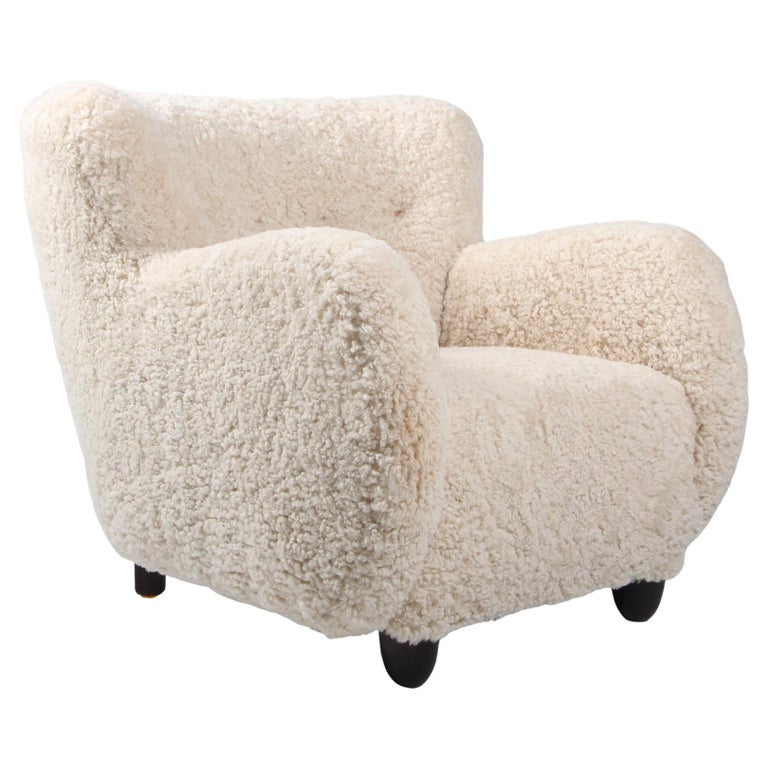 Danish 1940s Lounge Chair, Lambskin at 1stDibs homegoods fuzzy egg chair