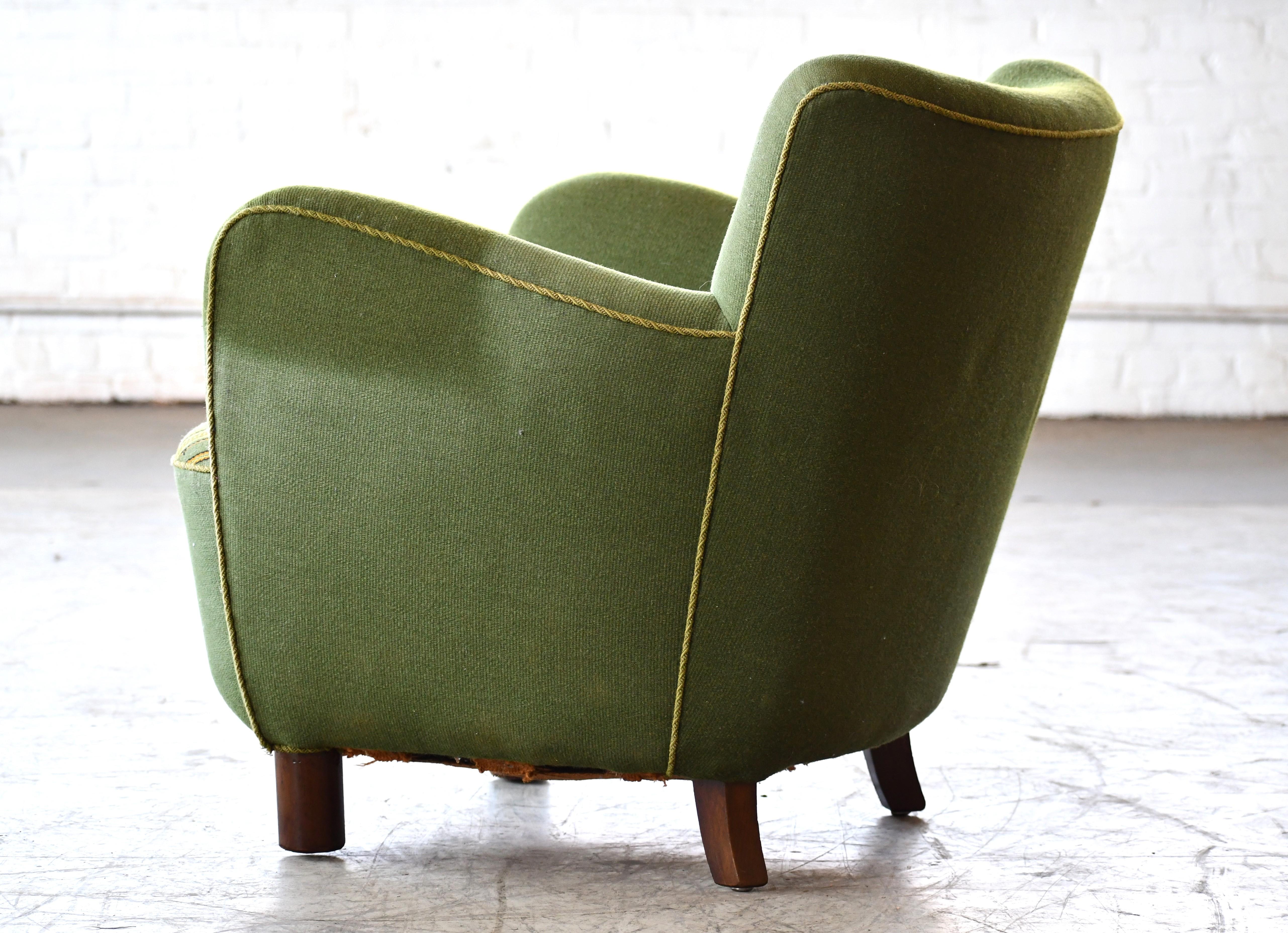 Hêtre Fauteuil de salon ou fauteuil club danois des années 1940 dans le style de Georg Kofoed en vente