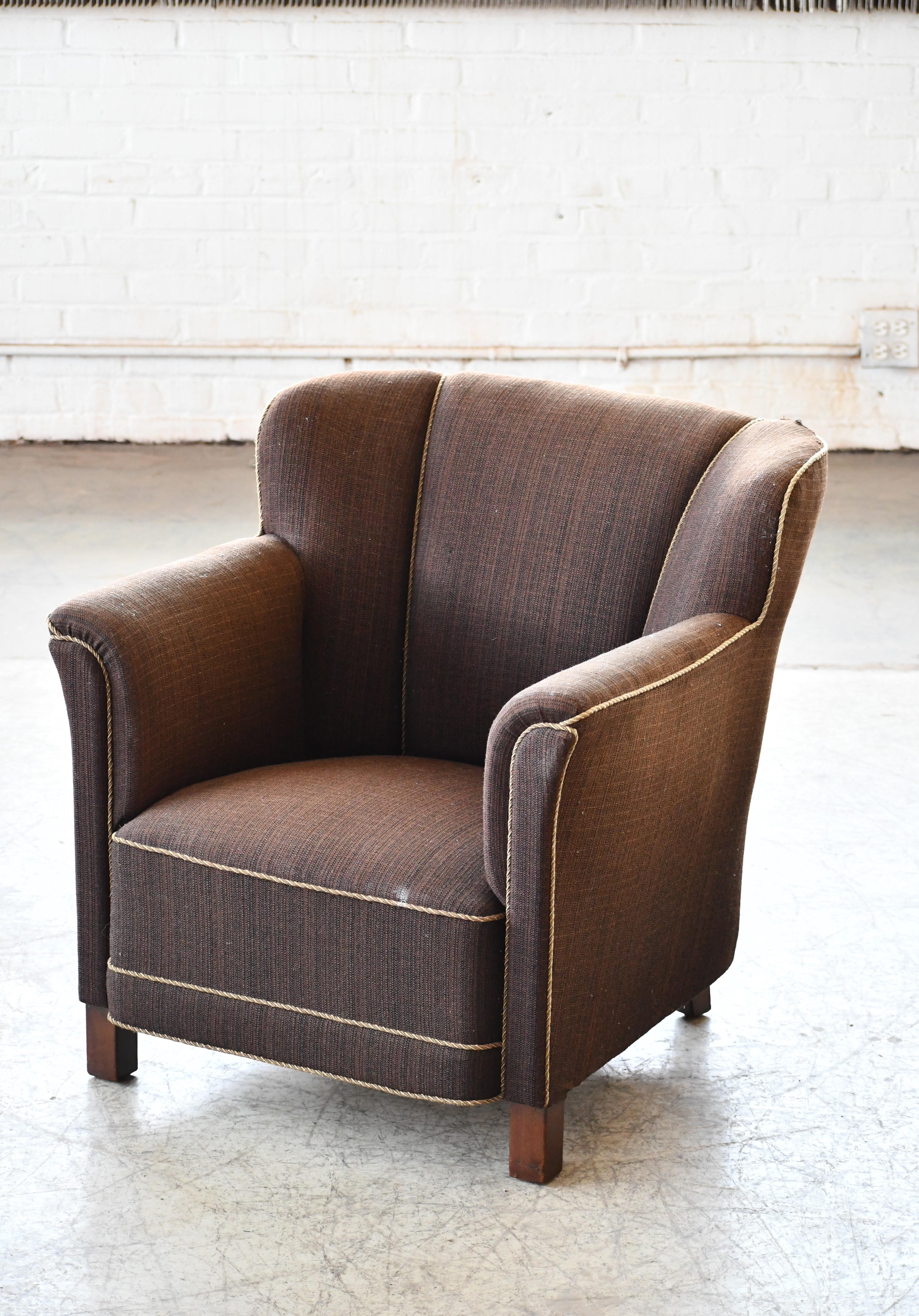 Mid-Century Modern  Danish 1950s Lounge or Small Club Chair in Mohair