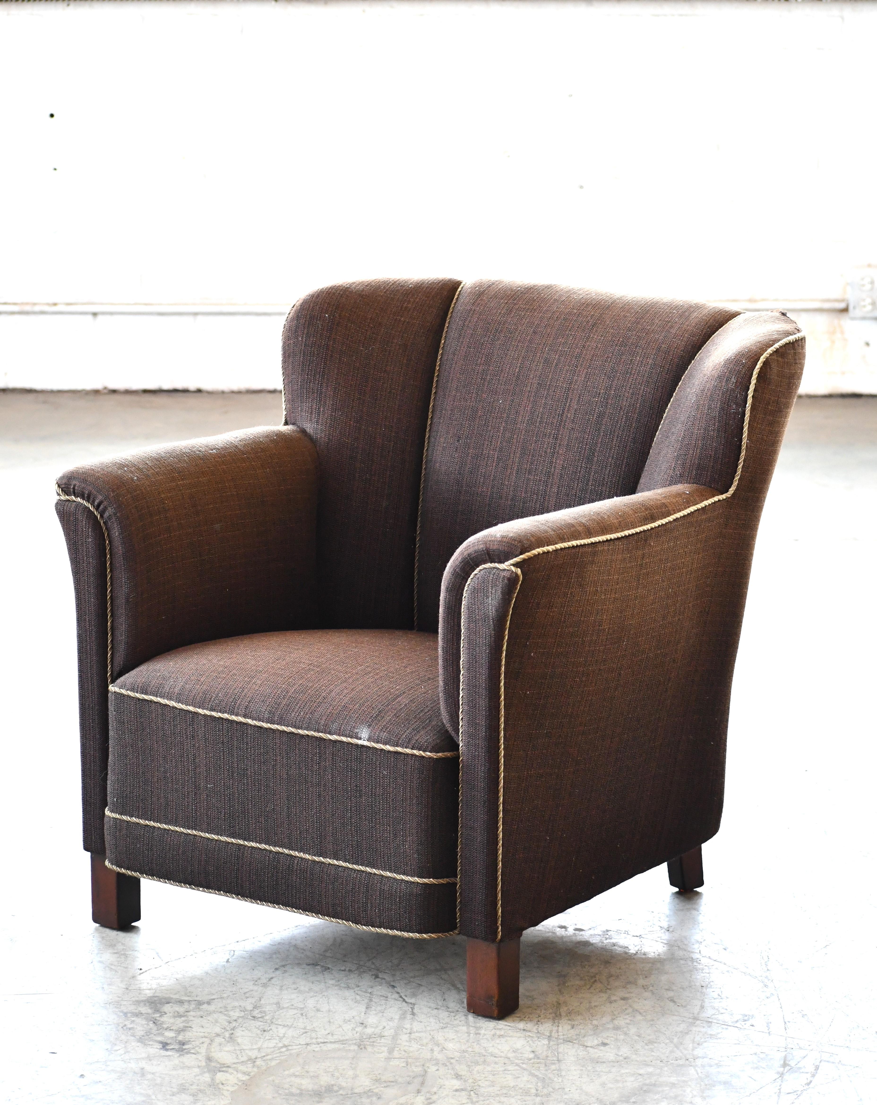 Mid-20th Century  Danish 1950s Lounge or Small Club Chair in Mohair
