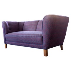 Danish 1940's Loveseat or Small Sofa in Purple Wool