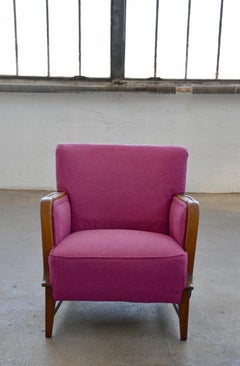 Danish 1940's Low Lounge Chair With Beautiful Oak details attr. to N.A Jorgensen