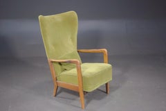 Danish 1940s Lowback Open Armrest Lounge Chair by Soren Hansen for Fritz Hansen