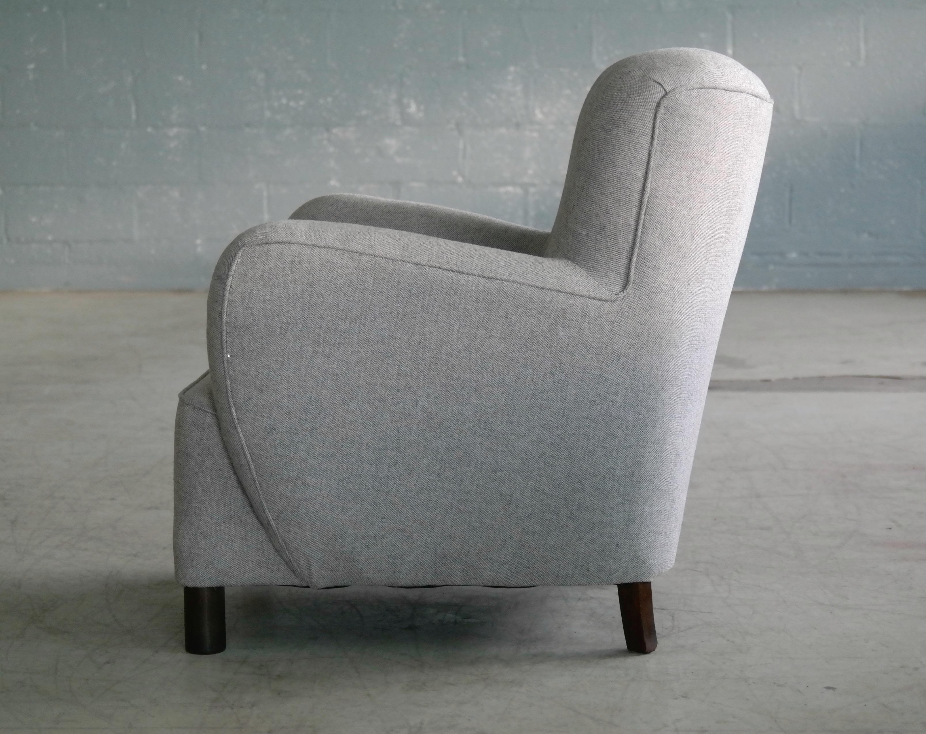 Danish 1940s Mogens Lassen Attributed Newly Upholstered Lounge Chair 3