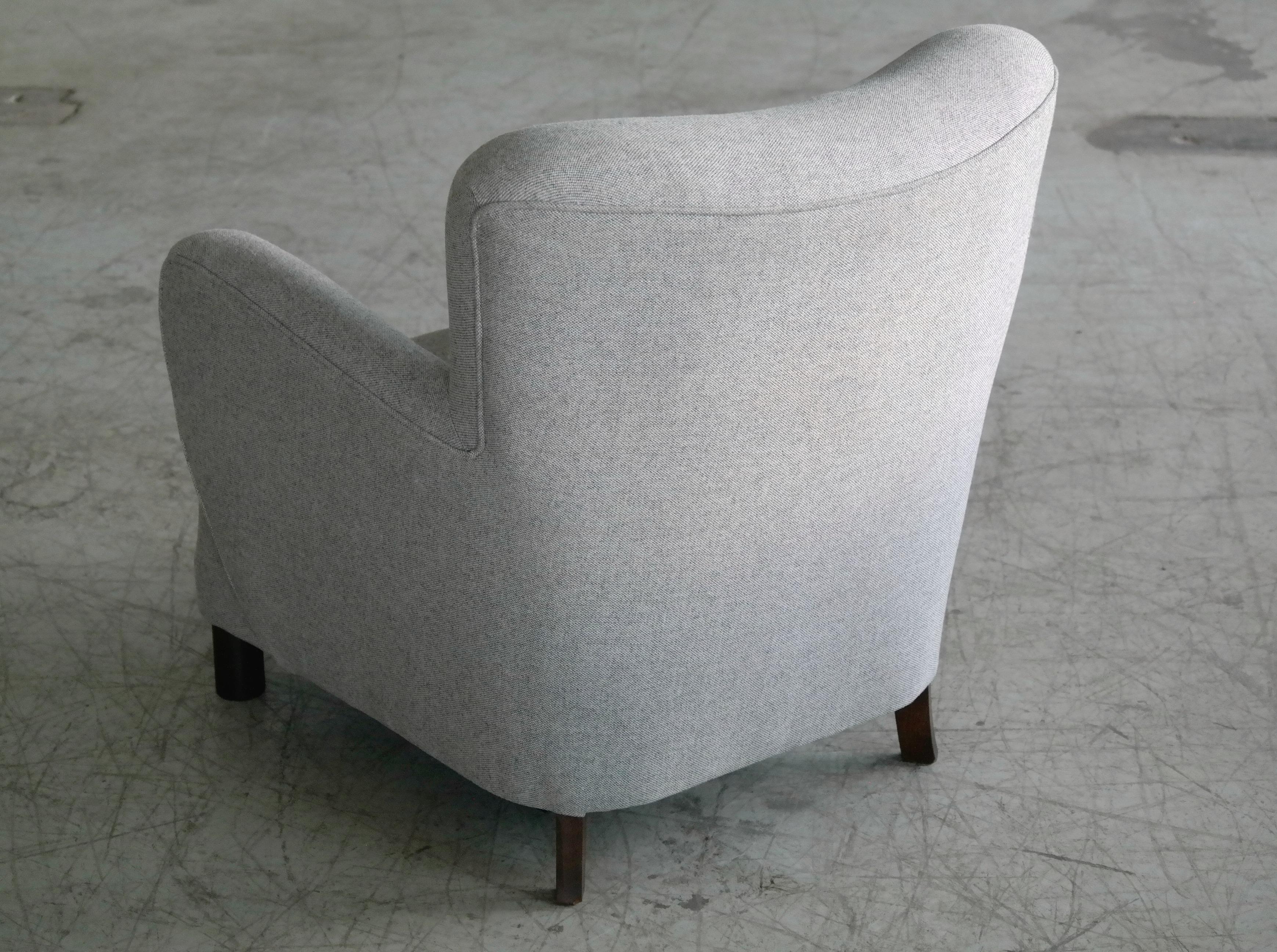 Mid-20th Century Danish 1940s Mogens Lassen Attributed Newly Upholstered Lounge Chair
