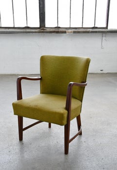 Danish 1940s Oak Side or Desk Chair with Open Armrests