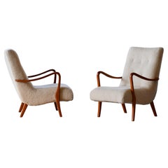 Danish 1940s Pair of Easy Chairs with Open Armrests by Alfred Christensen