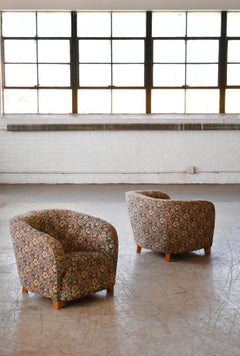 Danish 1940s Pair of Viggo Boesen Style Lounge or Club Chairs
