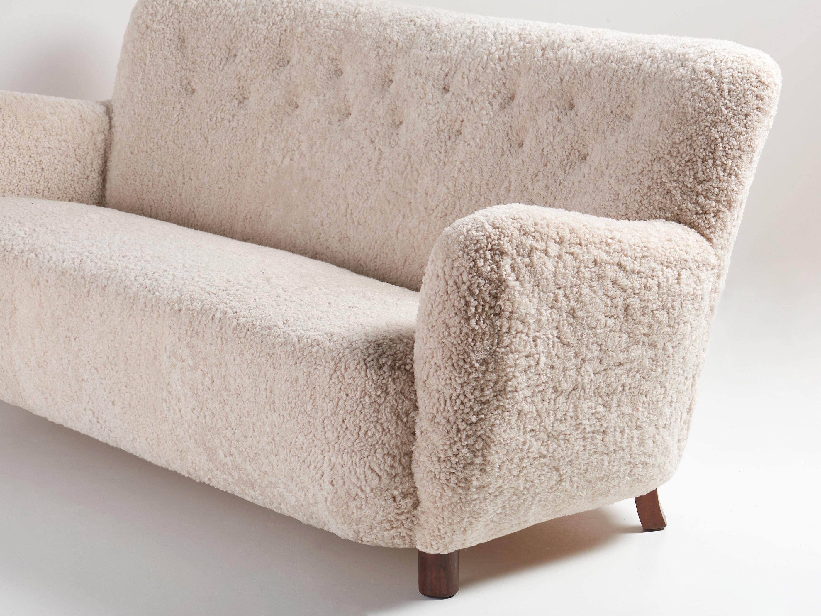 Danish 1940s Sheepskin Sofa 1
