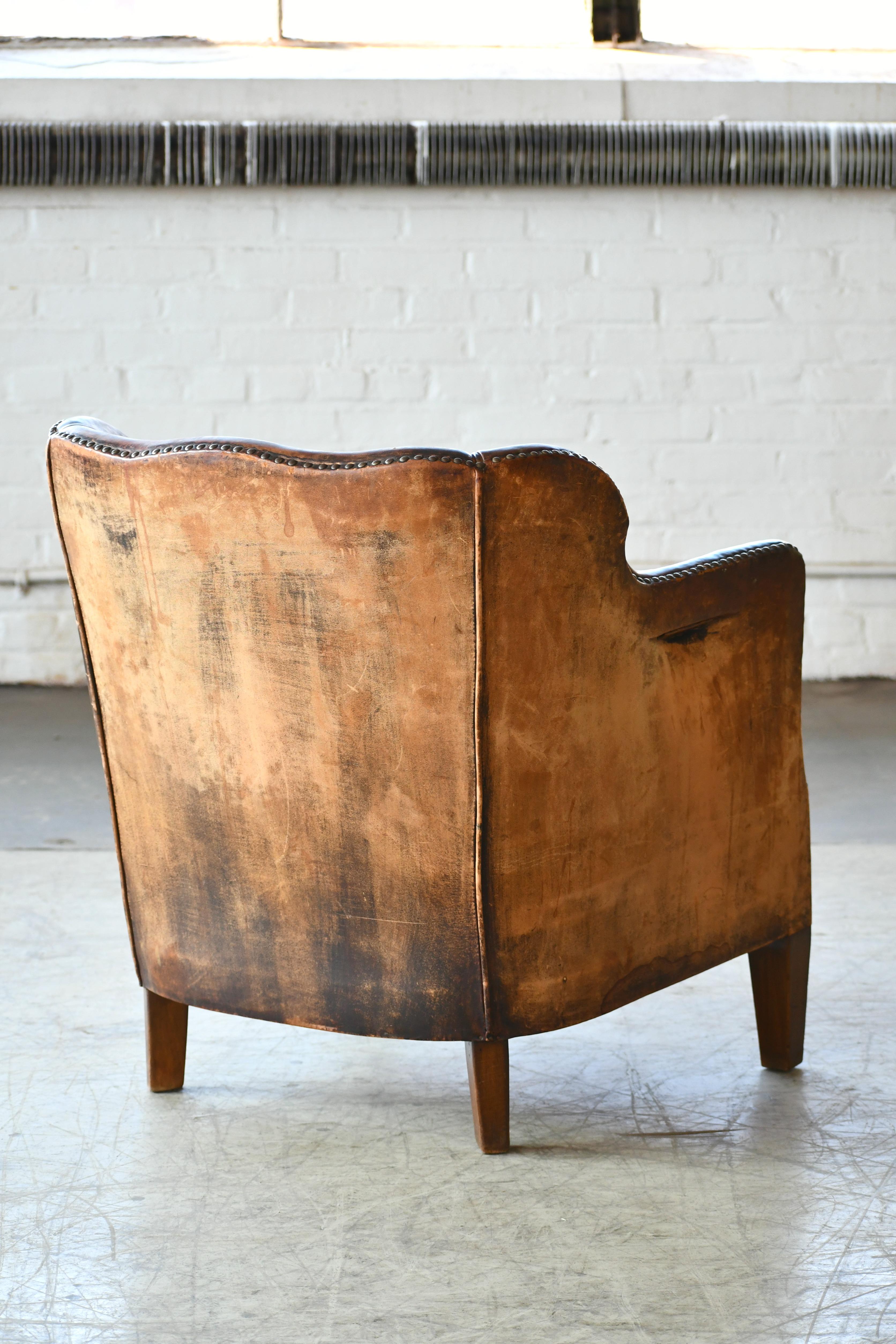 Danish 1940s Small-Scale Club Chair in Cognac Leather by Oskar Hansen 3