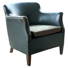 Danish 1940s Small-Scale Club Chair in Dark Green Leather