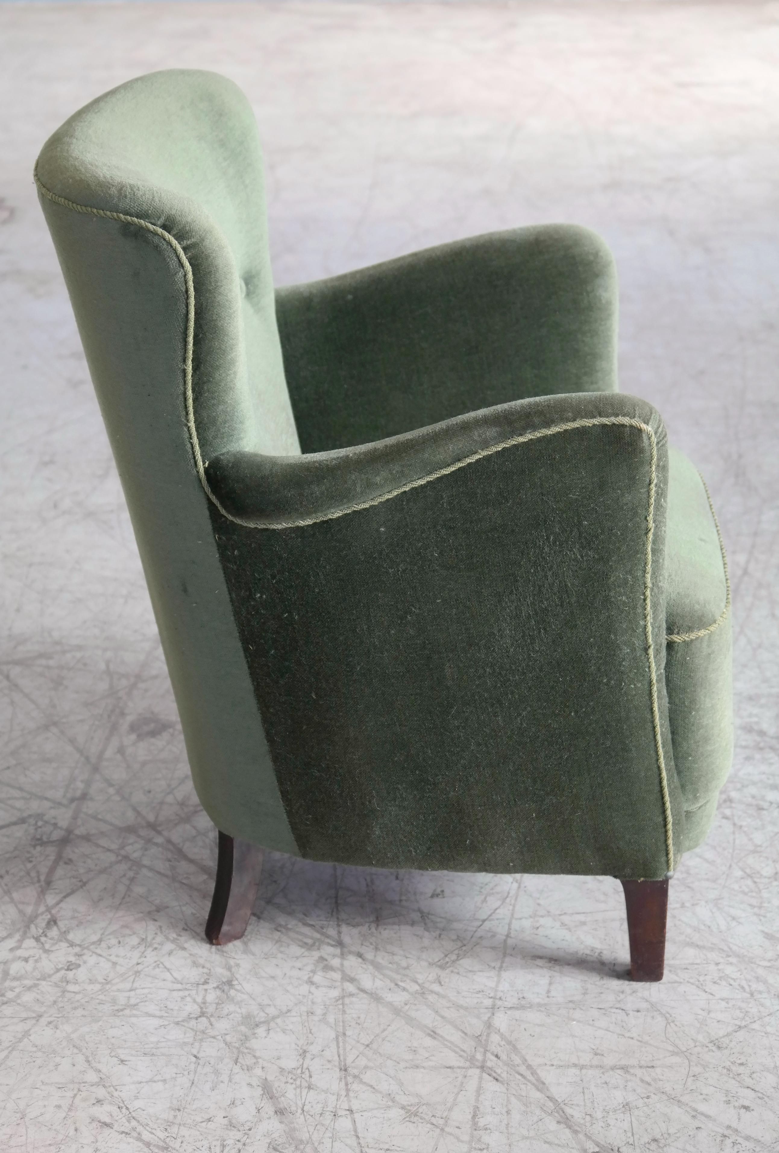 Danish 1940s Small Scale Lounge or Club Chair in Style of Fritz Hansen 1