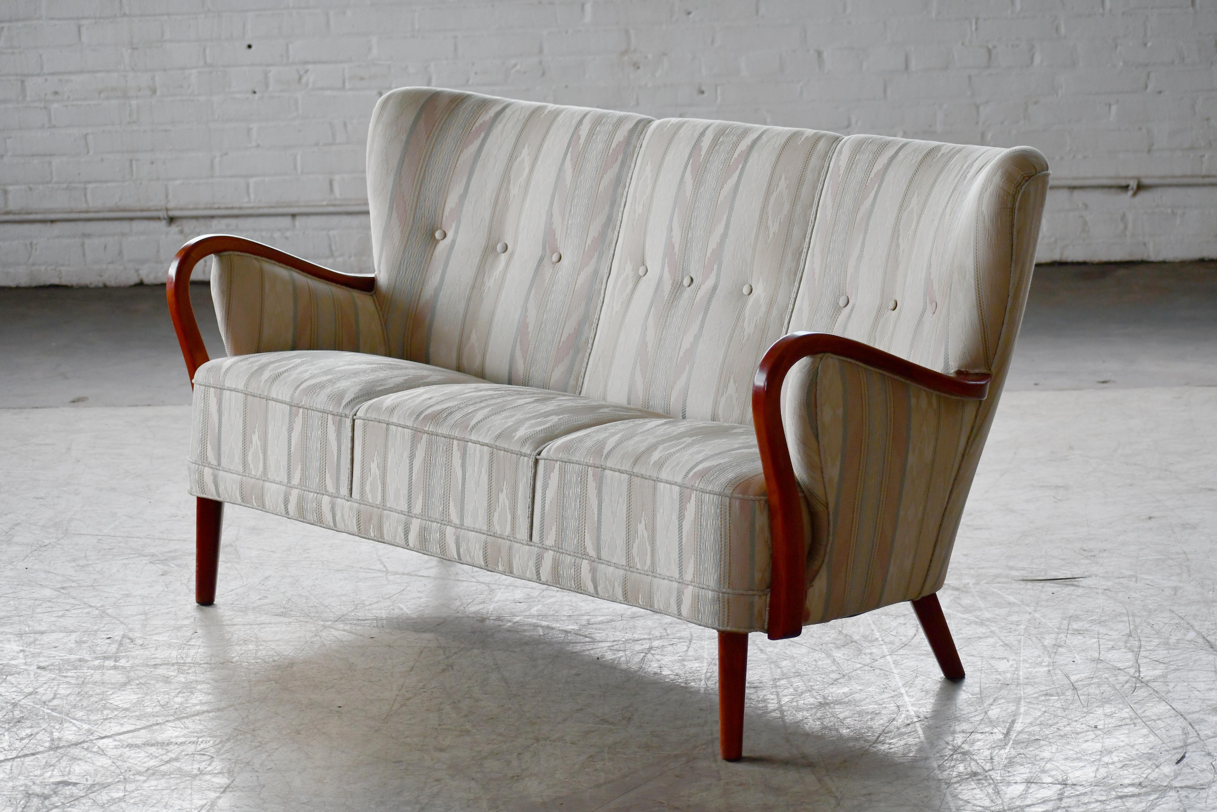 Mid-Century Modern Danish 1940s Sofa with Open Armrests by Alfred Christensen for Slagelse