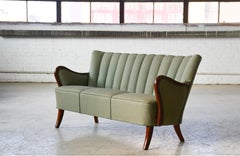 Danish 1940s Sofa with with Wooden Armrests by Alfred Christensen for Slagelse