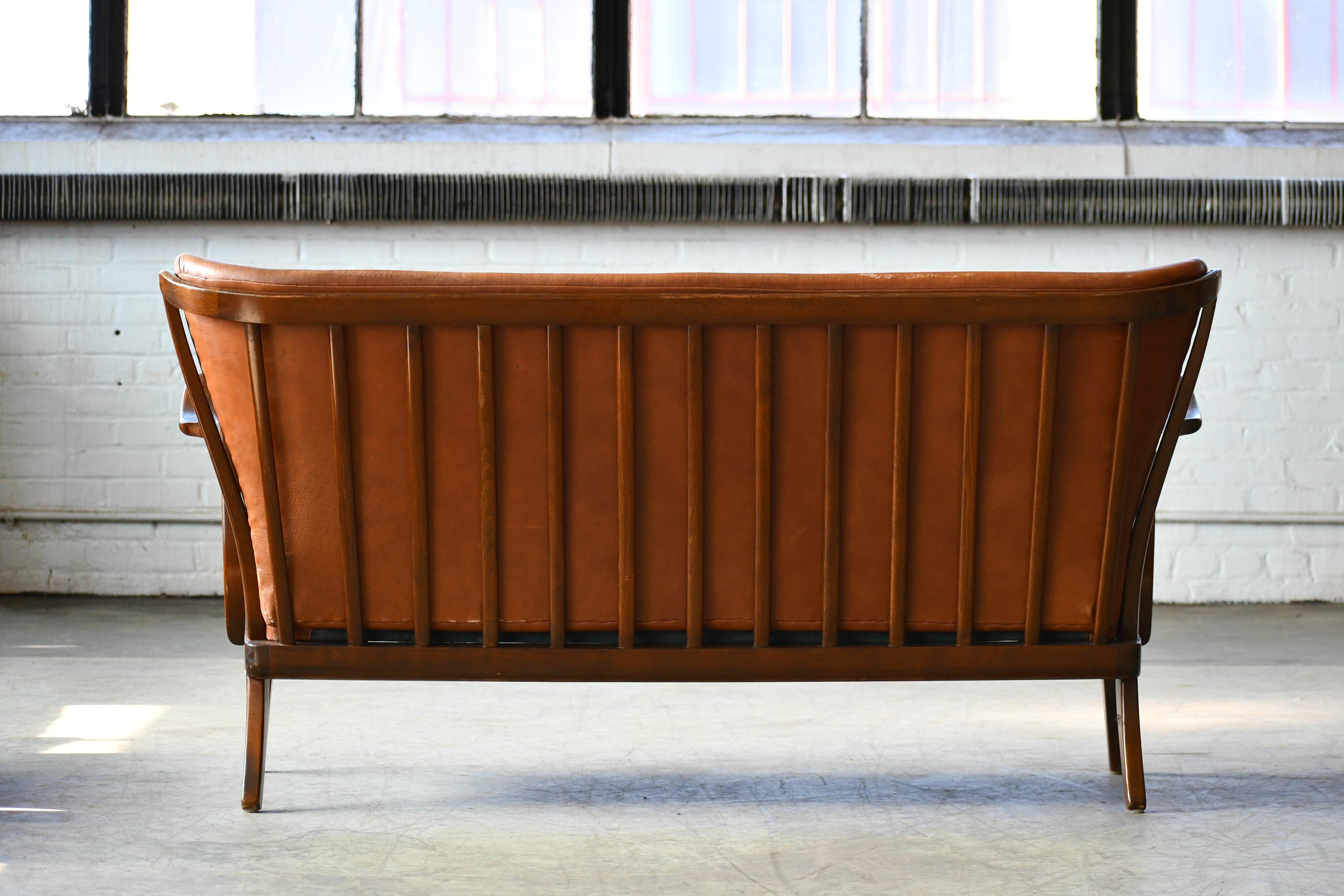 Danish 1940s Spindle Back Sofa with Open Armrests by Alfred Christensen 5