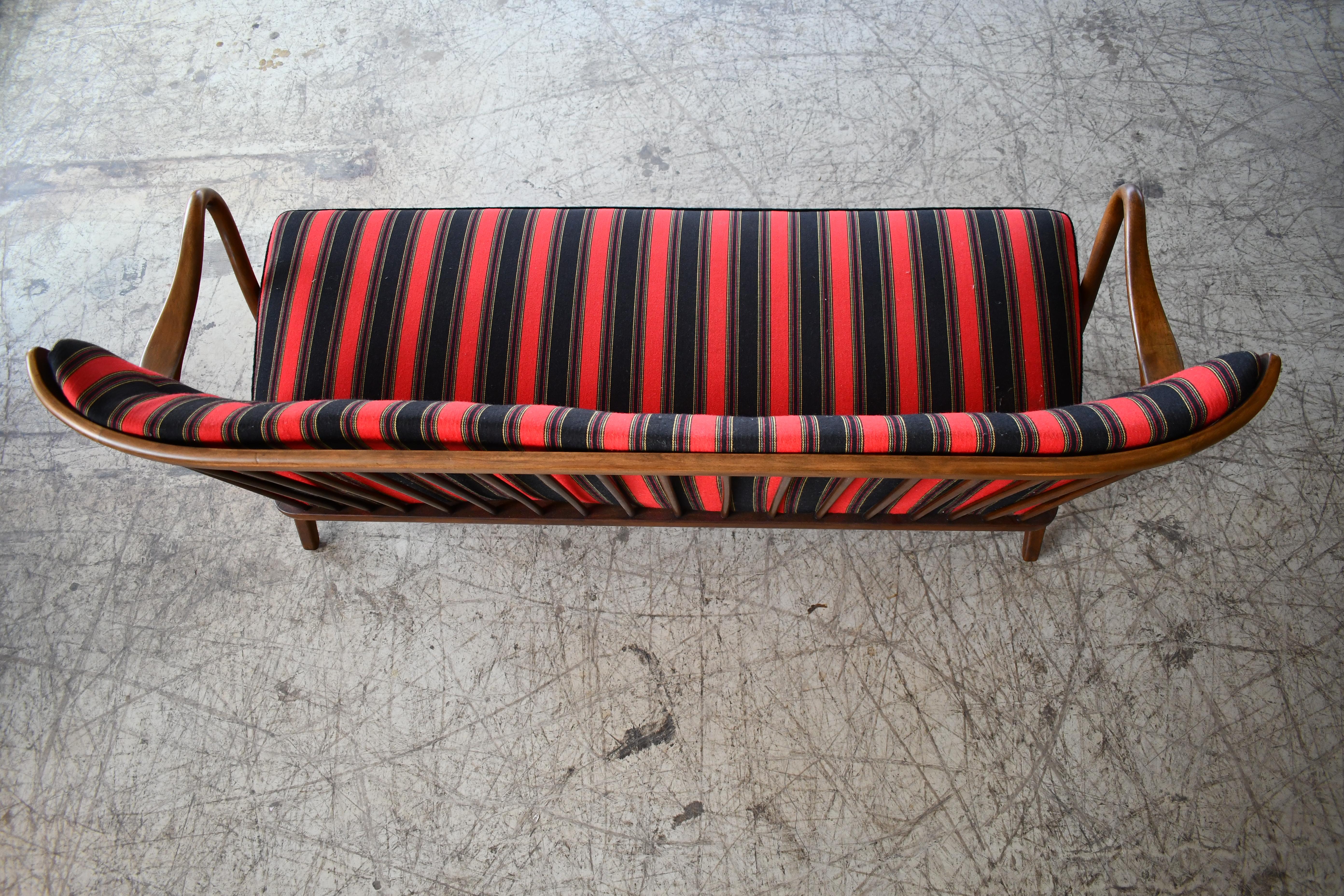 Danish 1940s Spindle Back Sofa with Open Armrests by Alfred Christensen 3
