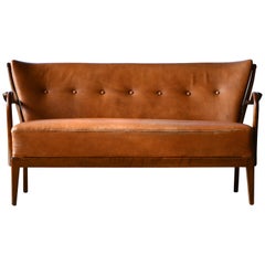 Danish 1940s Spindle Back Sofa with Open Armrests by Alfred Christensen