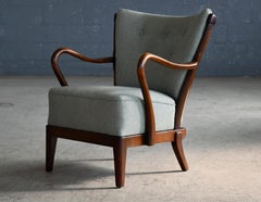 Danish 1940s Spindleback Lounge Chair in Lambswool by Alfred Christensen