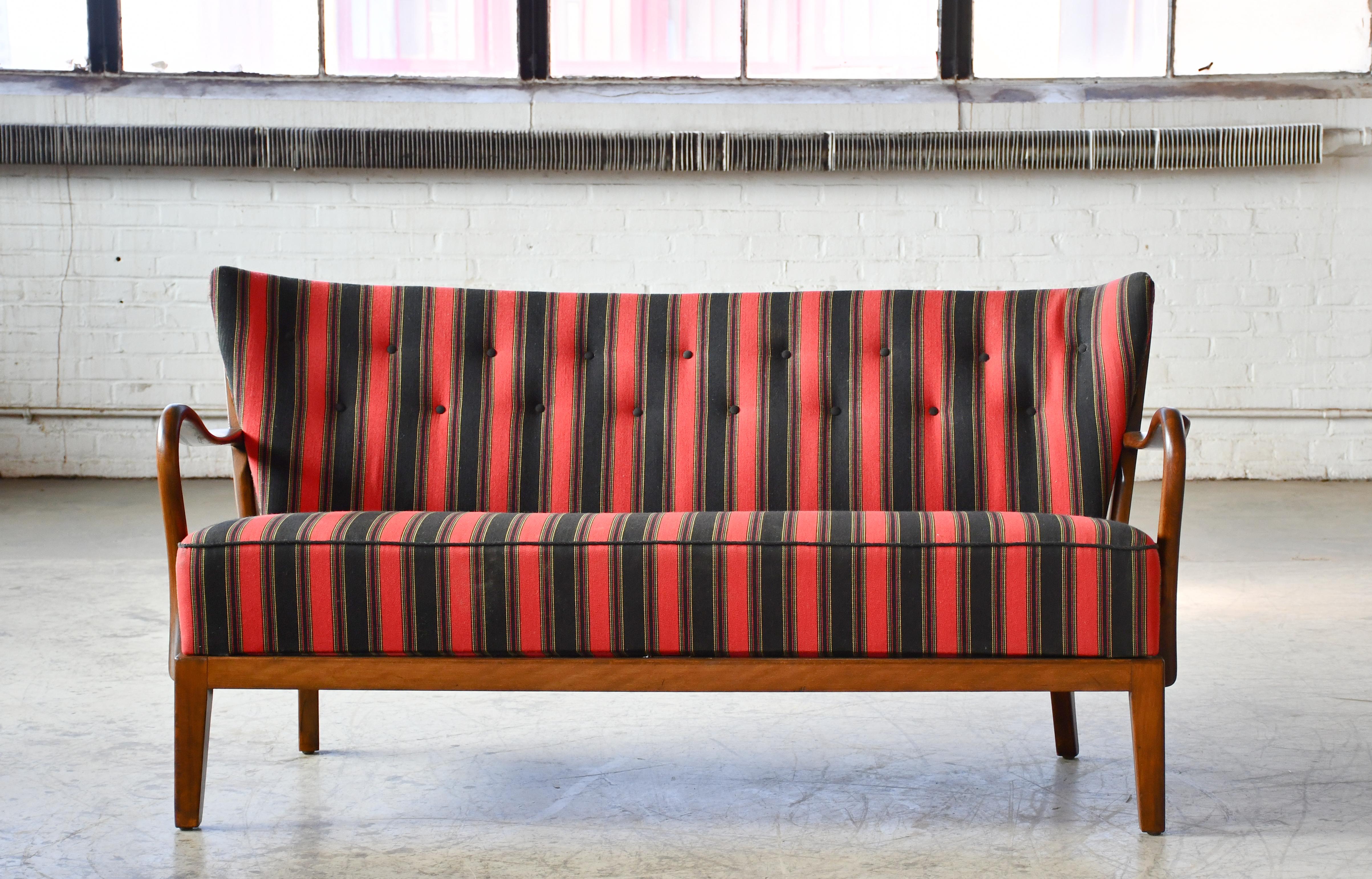 Mid-Century Modern Danish 1940s Spindleback Sofa by Alfred Christensen