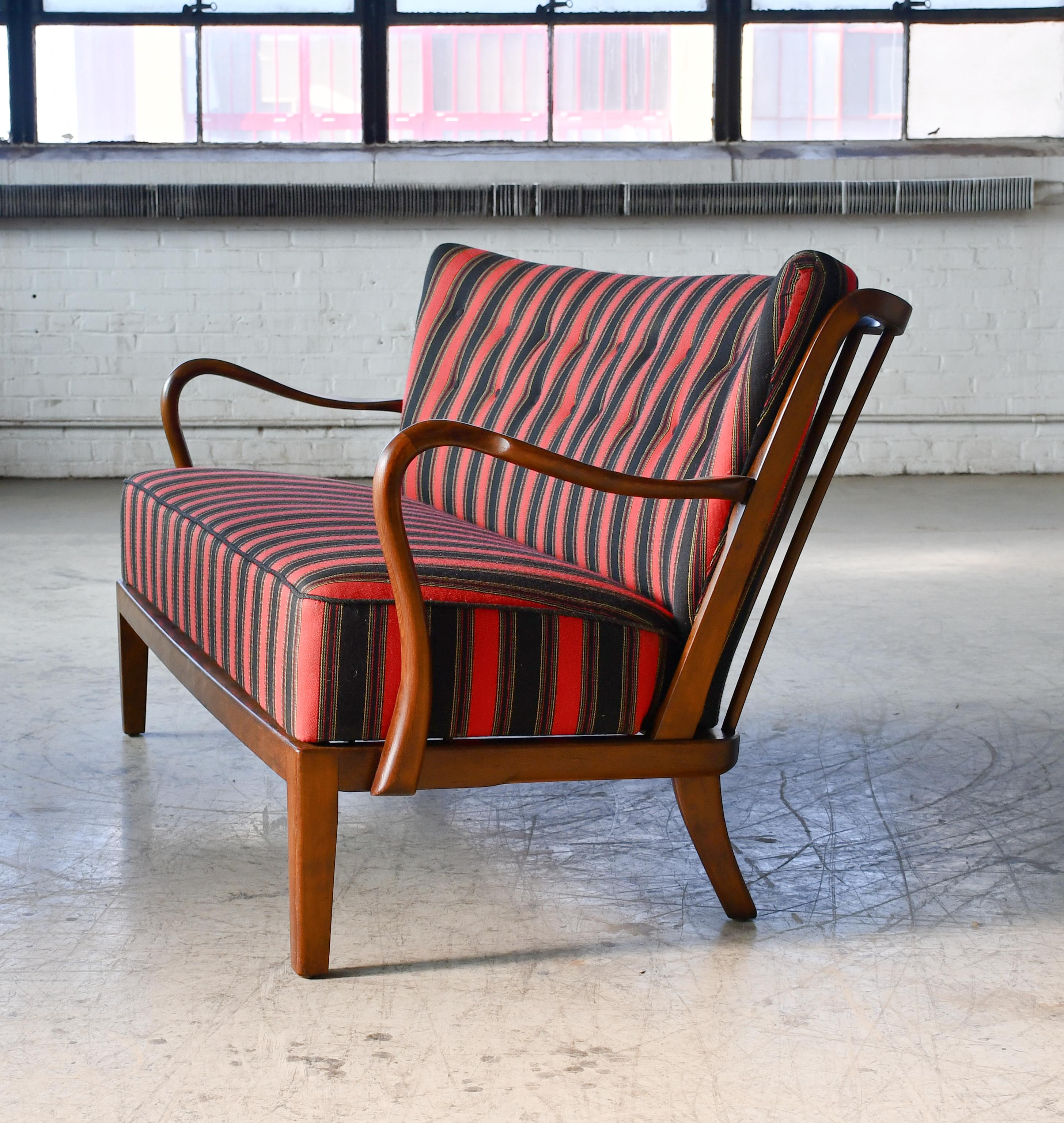 Stained Danish 1940s Spindleback Sofa by Alfred Christensen