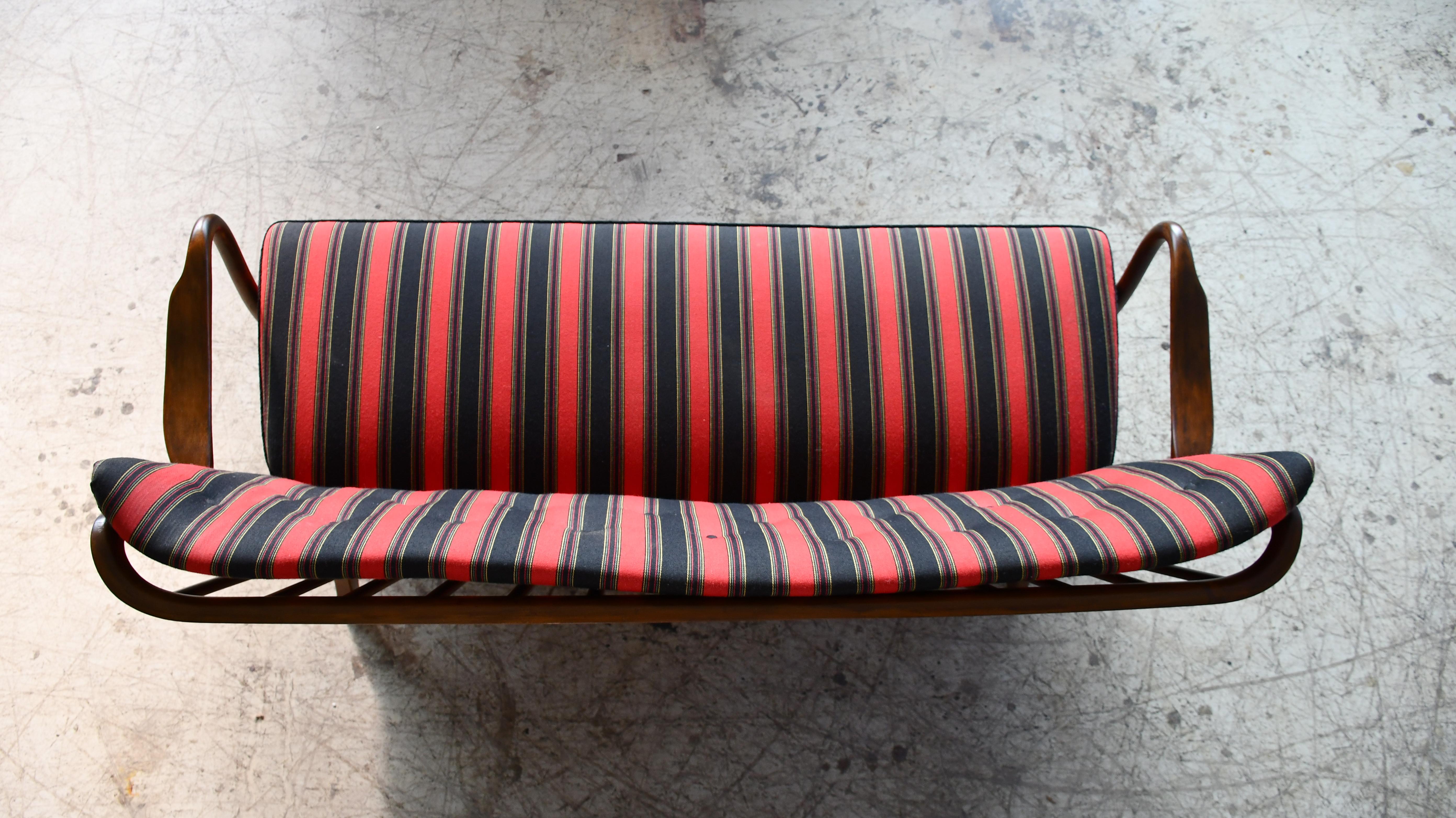 Wool Danish 1940s Spindleback Sofa by Alfred Christensen