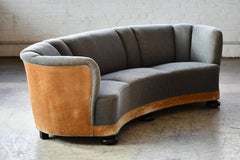 Danish 1940s Very Large Curved Banana Shape Sofa Style of Royere
