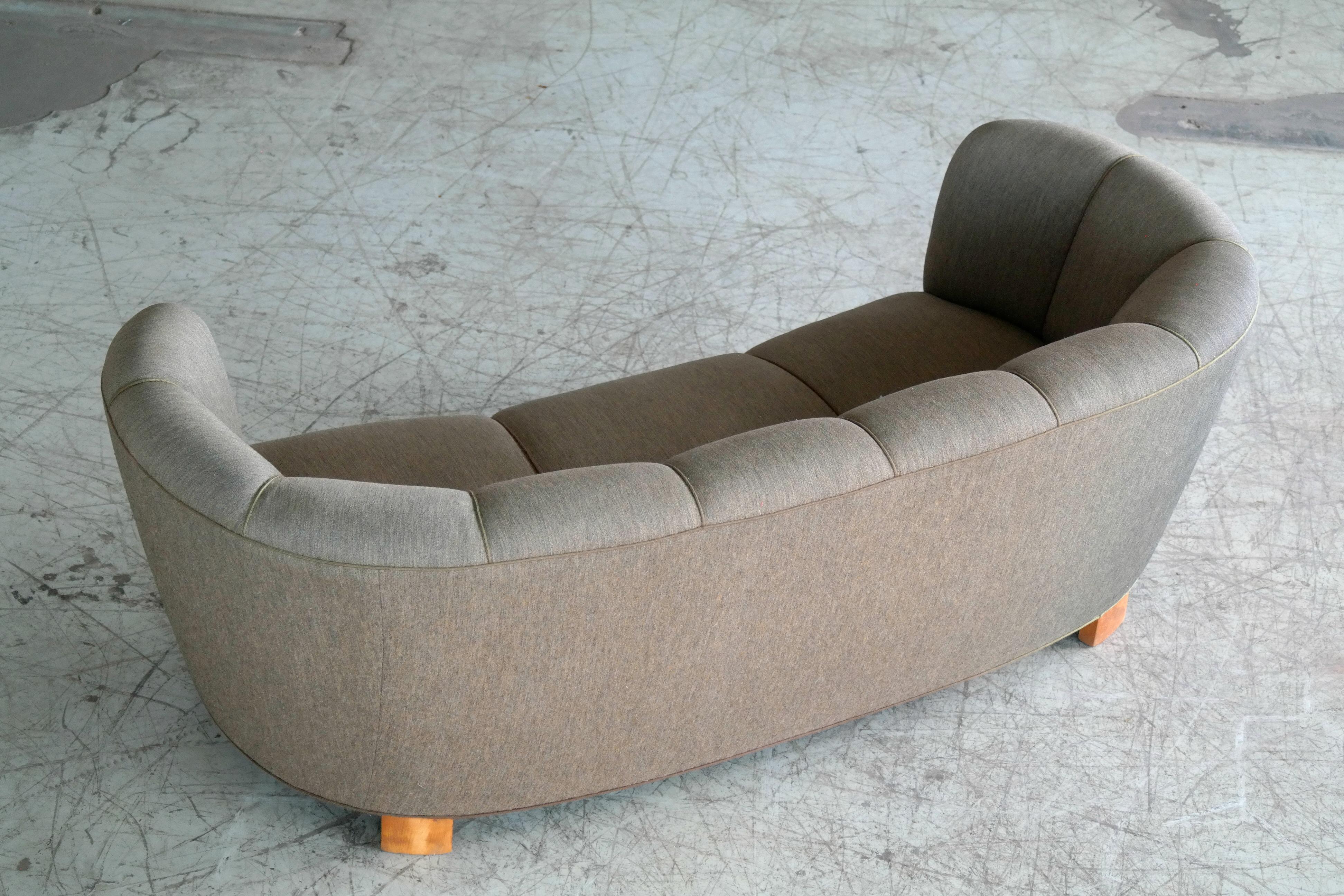 Danish 1940s Viggo Boesen Style Banana Form Curved Sofa by Slagelse Mobelvaerk 1