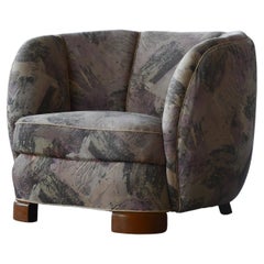 Danish 1940s Viggo Boesen Style Curved Lounge or Club Chair