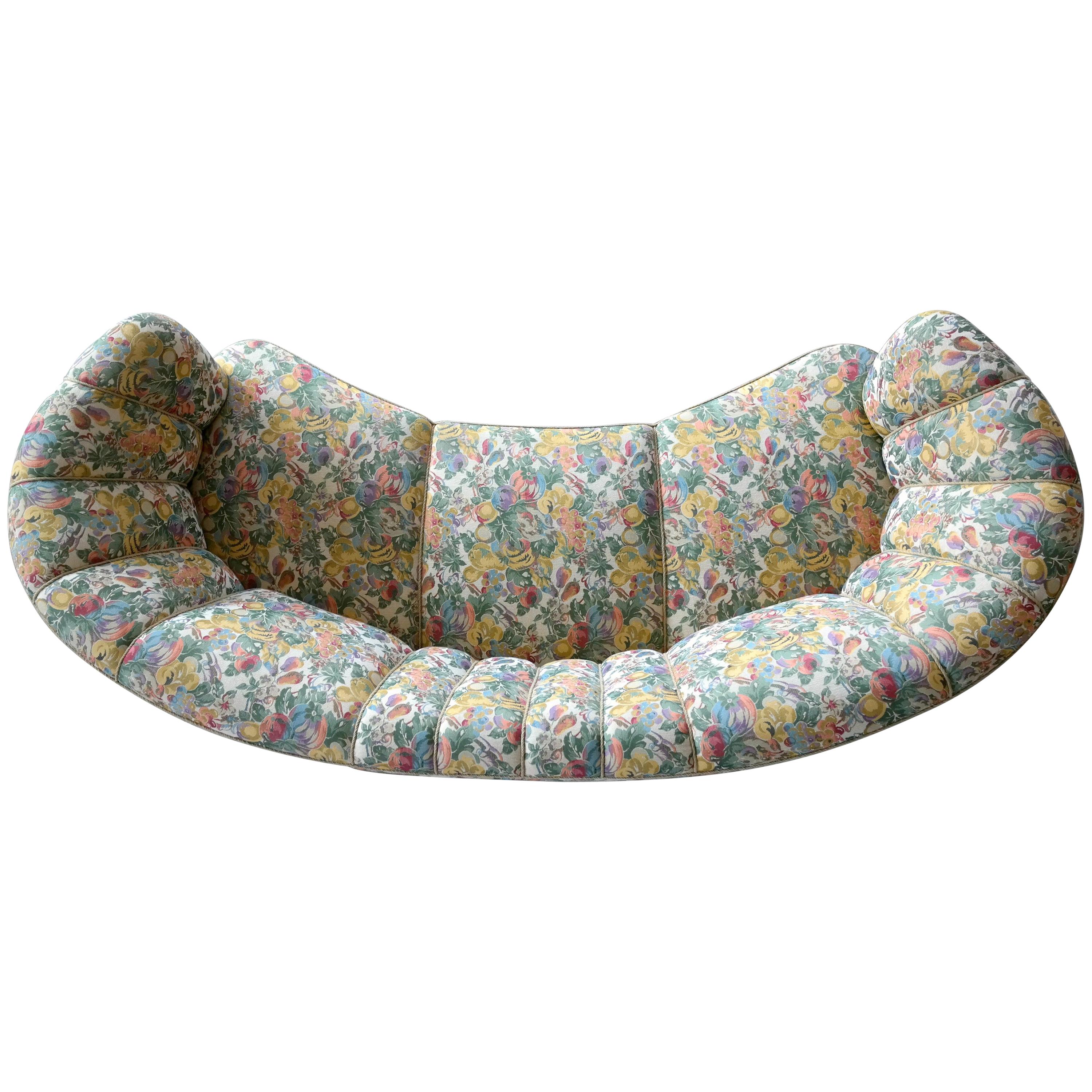 Danish 1940s Viggo Boesen Style Curved or Banana Shaped Sofa