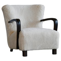 Danish 1940's Viggo Boesen Style Easy Lounge Chair in Luxurious Sheepskin