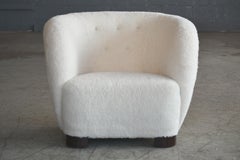 Danish 1940s Viggo Boesen Style Lounge Chair in Lambswool by Slagelse Mobelvaerk