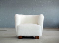 Danish 1940s Viggo Boesen Style Lounge Chair in Lambswool by Slagelse Mobelvaerk
