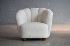 Danish 1940s Viggo Boesen Style Lounge or Club Chair in Lambswool
