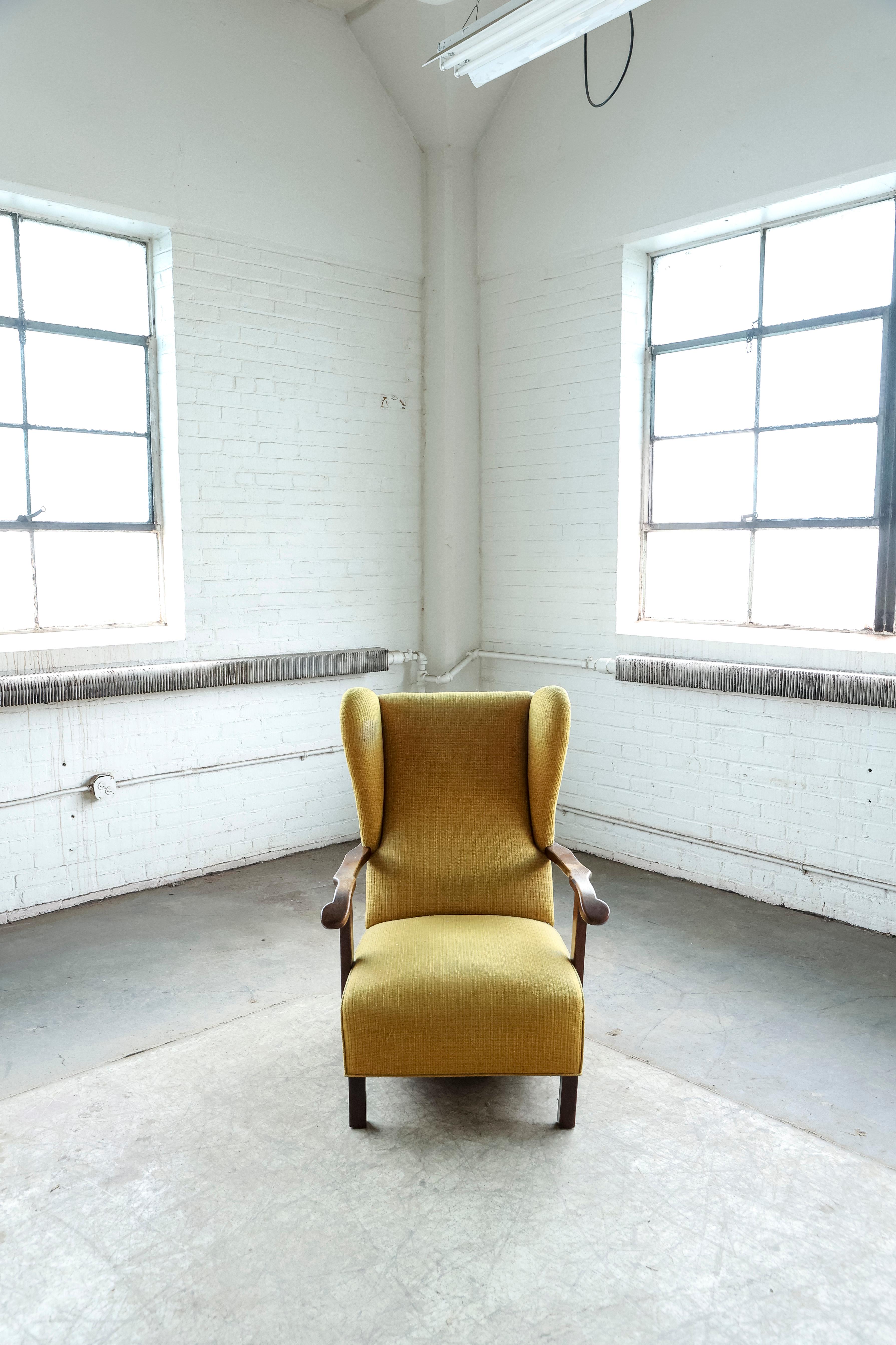 Danish 1940's Wingback Lounge Chair with Armrests in Oak and Rocking Function 2