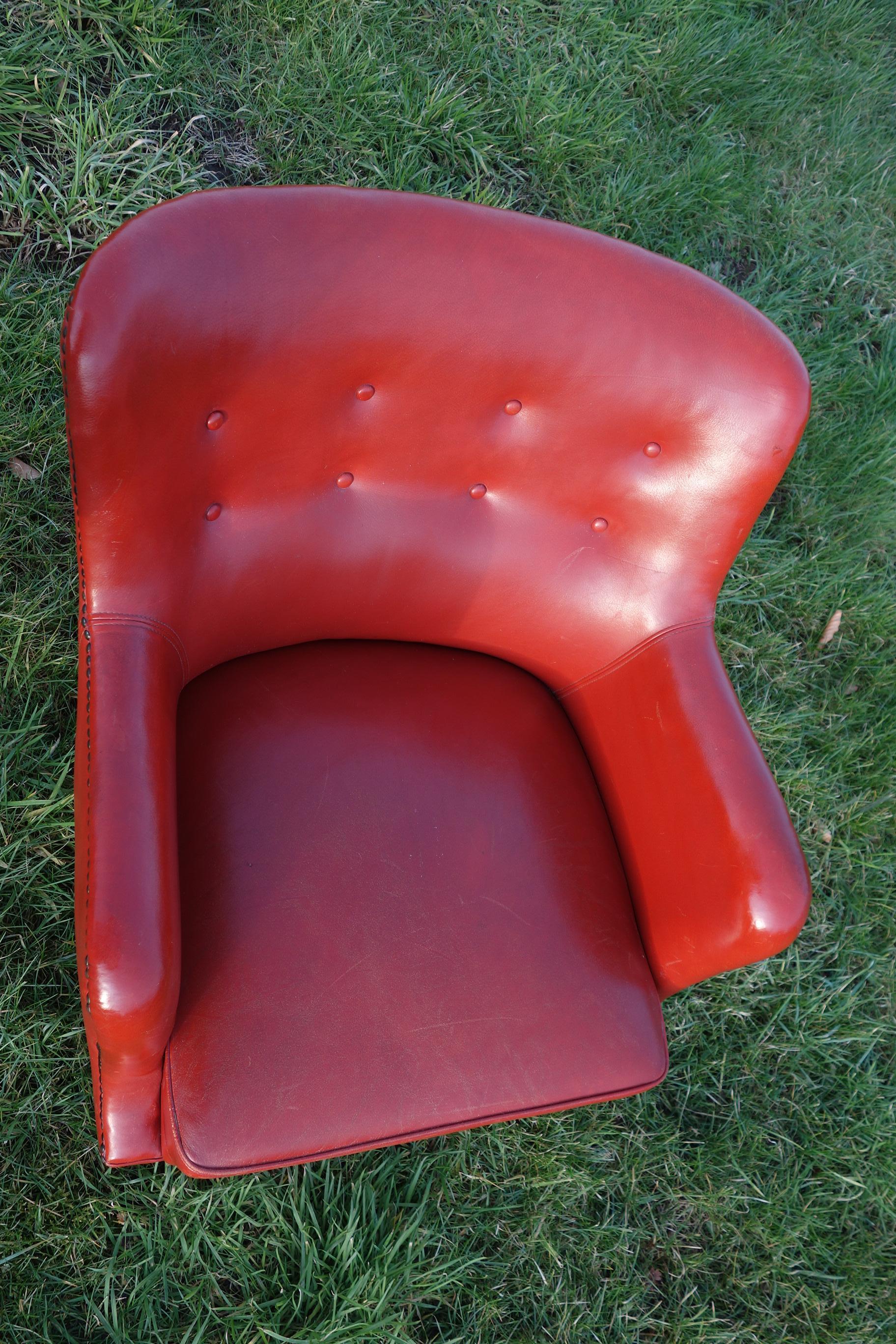 Danish 1940ties Red Leather Chair 4