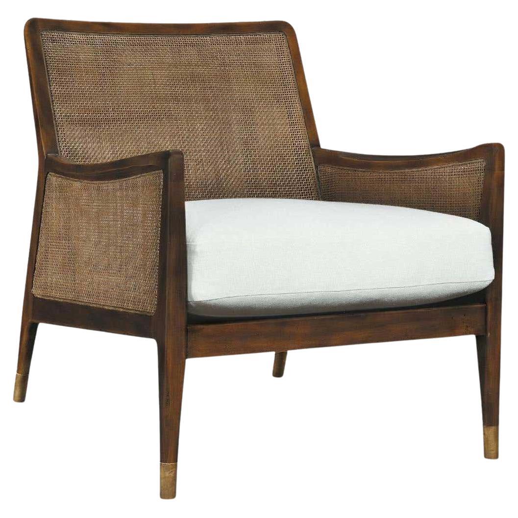 Danish 1950-1960 Inspired Wood and Double Cane Aarhus Chair '04' For Sale