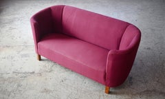 Danish 1950s Banana Form Curved Sofa or Loveseat